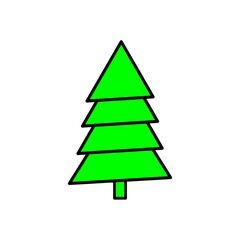 Green Fir Christmas, tree flat line icon. Vector thin sign of evergreen plant, ecology logo. Nature illustration, forest symbol.