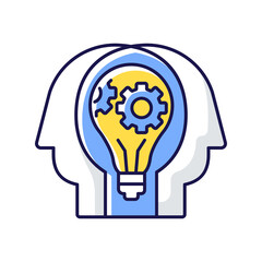 Creative collaboration RGB color icon. Teamwork for project. Unity in work. Think of idea. Imagination and communication. Solve problem together. Creative partner. Isolated vector illustration