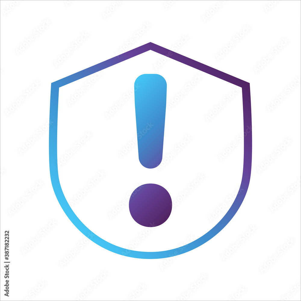 Aufkleber security shield icon. shield with danger symbol. concept of security alert . gradient style outline 