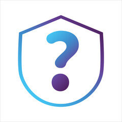security shield icon. shield with question mark symbol. Concept of safety question. gradient style outline Vector illustration, vector icon concept.