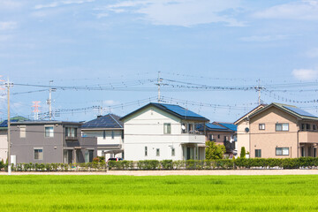 Obraz premium ソーラーパネルの付いた住宅地