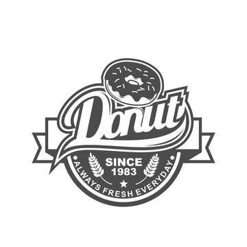 Vector logo, badge, symbol, icon template design with Donut Theme
