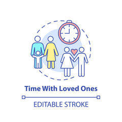 Time with loved ones concept icon. Self care checklist. Close relatives relationship. Family activities idea thin line illustration. Vector isolated outline RGB color drawing. Editable stroke