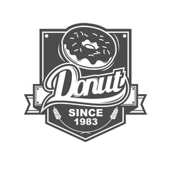 Obraz premium Vector logo, badge, symbol, icon template design with Donut Theme 