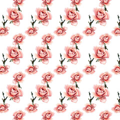 Tender rose watercolor seamless pattern