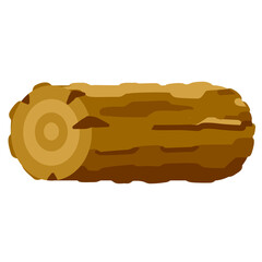 Vector Brown log. Building wood material. Natural element. Set of flat cartoon illustration. Environment of forest