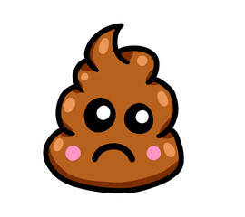 Cartoon Stylized Sad Poop Emoticon