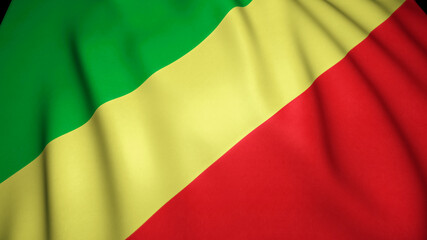 Waving realistic Republic of the Congo flag background. 3d illustration