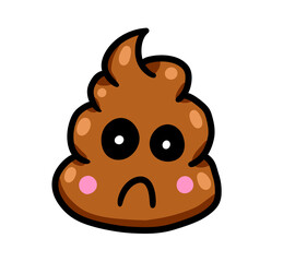 Cartoon Stylized Scared Poop Emoticon