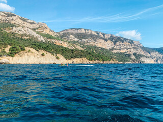 Obraz premium landscape sea beautiful mountains and blue sky