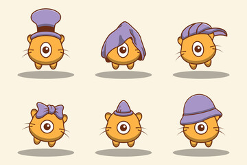 Set of cute doodle cat monsters