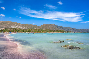 Tropical sandy beach with turquoise water, in Elafonisi, Crete, Greece