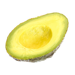 Raw sliced avocado fruit isolated on white