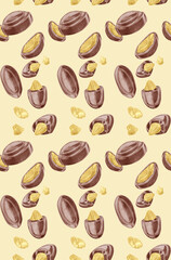 金のアーモンドチョコレート連続背景パターン