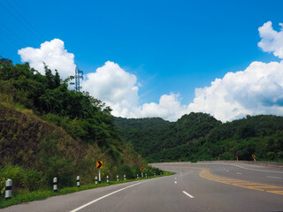 Phu Thap Berk and Khao Kho taken in a panoramic view with a view of green mountains and thick fog.