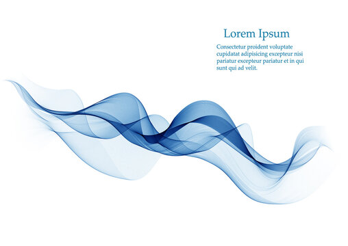 Abstract vector background, transparent waved lines for brochure, website design. Blue smoke wave.