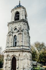 old historical temple fortress building church dilapidated middle ages building gothic style 