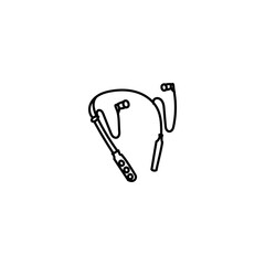 Modern headphones isolated. Black line art. Outlined. Vector illustration.