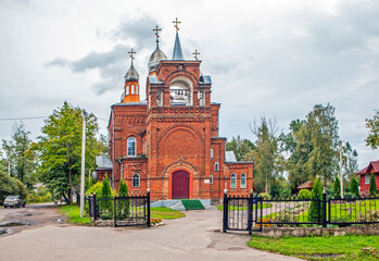 Obraz premium Church of the Kazan Icon of the Mother of God. The city of Chudovo. Novgorod region. Russia