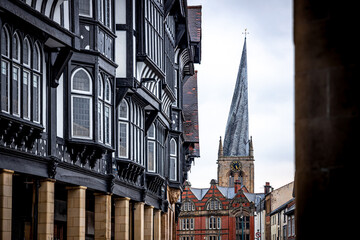 The crooked spire of the Church of St Mary and All Saints in Chesterfield