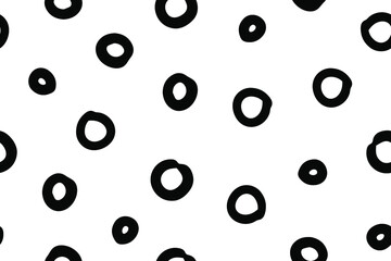 geometric vector seamless pattern with hand-drawn doodle circles on a white background. can be used as Wallpaper, background, design of packaging paper, textiles, notebooks, clothing.