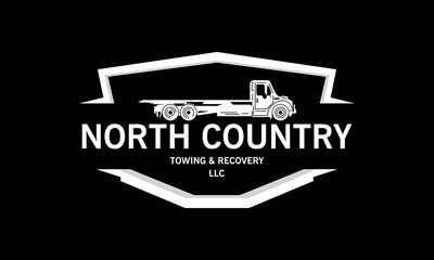 North country, Towing and Recovery Logo, Breakdown cover. Recovery service, Design vector isolated on black background.