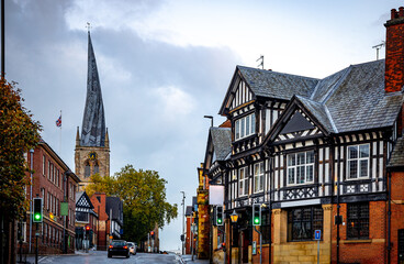 The crooked spire of the Church of St Mary and All Saints in Chesterfield