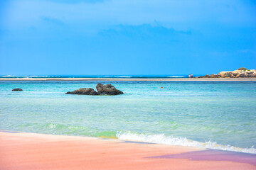 Tropical sandy beach with turquoise water, in Elafonisi, Crete, Greece