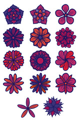 Fototapeta premium Hand Drawn Flowers Line Art Vector Illustration 