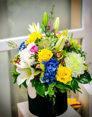 beautiful bouquet with natural bright flowers