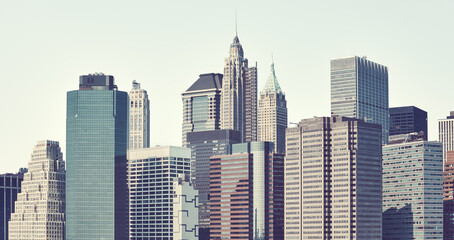 Fototapeta na wymiar Color toned picture of Manhattan skyline, New York, USA.