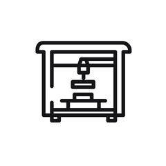 3d printer icon. Vector. Volumetric printing. Outline style. Illustration for website or print.