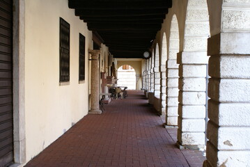 Sabbioneta, Mantua (Italy): portico walkway in Piazza Ducale