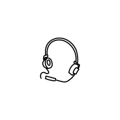Modern headphones isolated. Black line art. Outlined. Vector illustration.