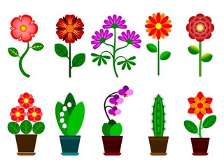 Set Of Stylized Flowers. 
Set of stylized flowers collection. Various stylized flowers isolated on white background. Vector illustration.
