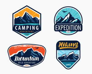 Obraz premium Mountains set labels. Mountaineering, climbing concept vector illustration