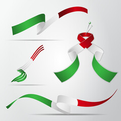 Flag of Italy. 17th of March. Set of realistic wavy ribbons in colors of italian flag. Independence day. National symbol. Vector illustration. EPS10.