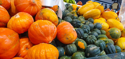 Colorfull pumpkins in a market