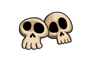 cute couple skull cartoon icon character vector on white background, halloween day