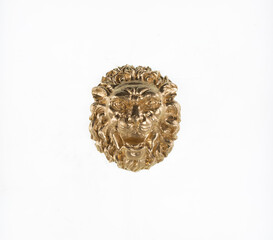 architectural vintage decorative lion head on white background