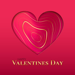 Red valentines card with shiny textured heart