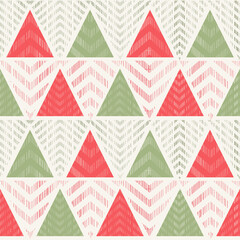 Christmas seamless pattern from geometric Christmas trees for greeting cards, wrapping paper. Merry Christmas and Happy New year. Seamless Abstract geometric texture. Vector illustration.