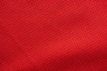 Red sports clothing fabric football jersey texture close up