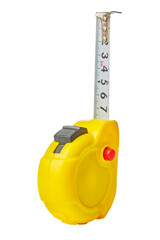 Yellow tape measure isolated on white background