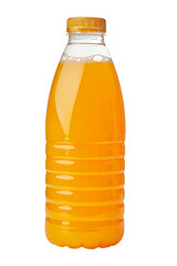 Bottled fruit juice isolated over white background Close up