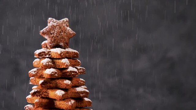 christmas fir cookies and sugar falling