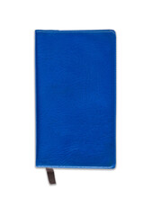 A separate blue notebook on a white background