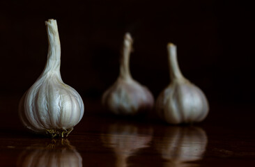 Raw Garlic kept on the table