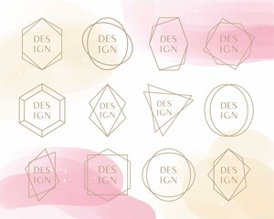 Abstract art background big vector art deco collection gold geometric polyhedron frames. Creative design luxury template for wedding invitation, fashion beauty salon presentation, design event, award