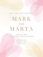 Abstract art watercolor gentle love vector illustration background for design template wedding invitation or greeting card for valentines day with pink and beige flower petals and paint splashes.